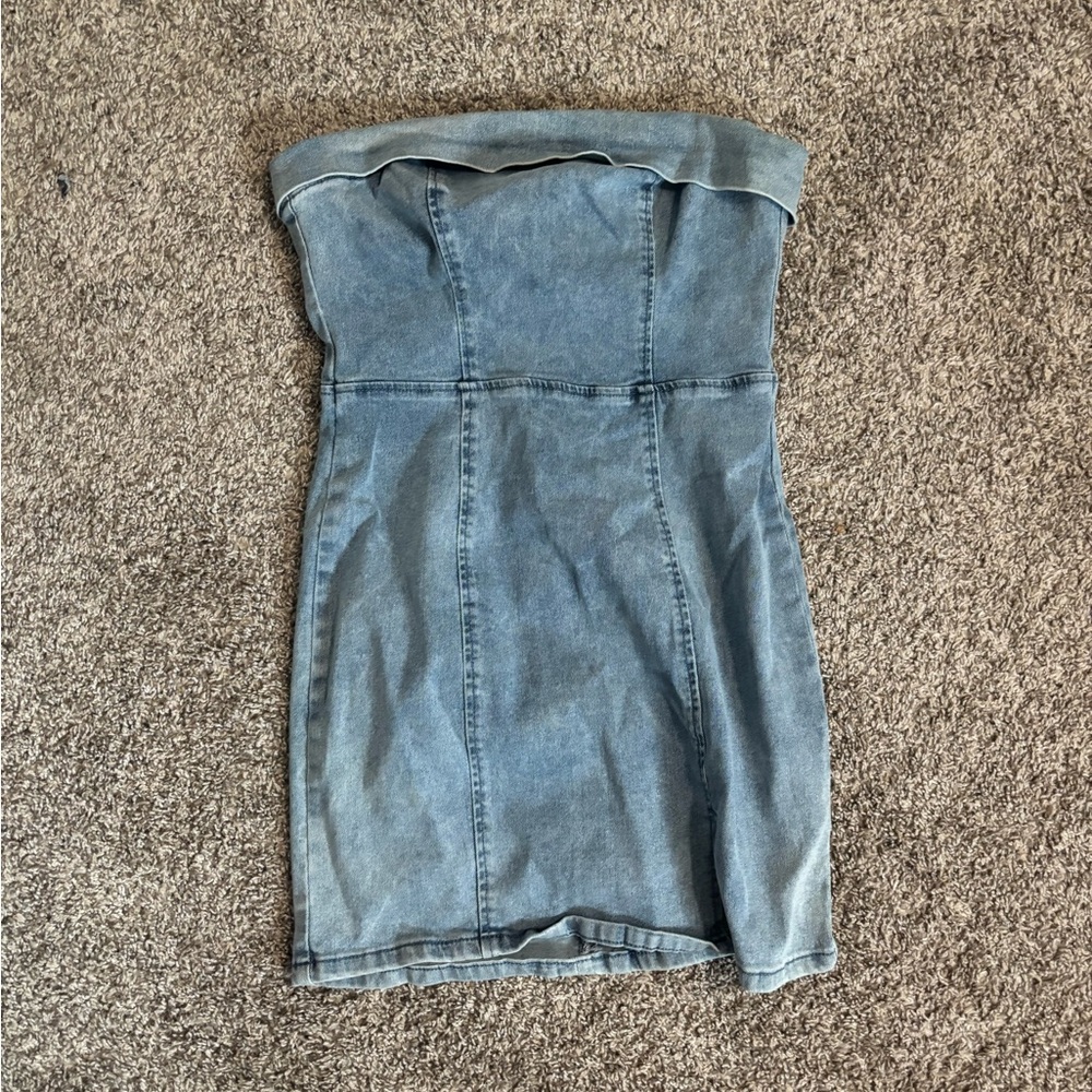 Strapless denim dress
